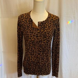 Time and Tru Brown Leopard Long Sleeve Top